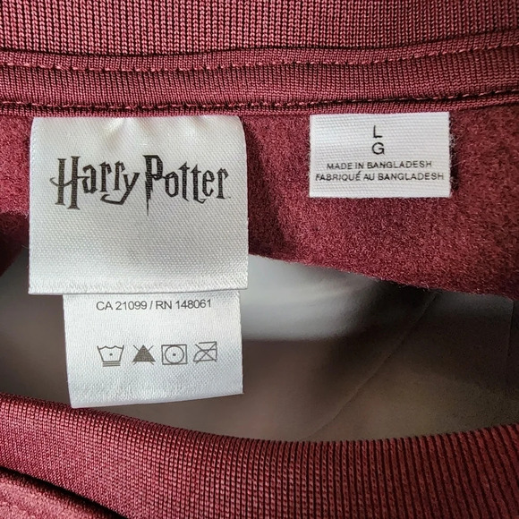 Harry Potter Hogwarts Sweatshirt House Crest Gryffindor Burgundy Gold Size Large - Picture 2 of 12